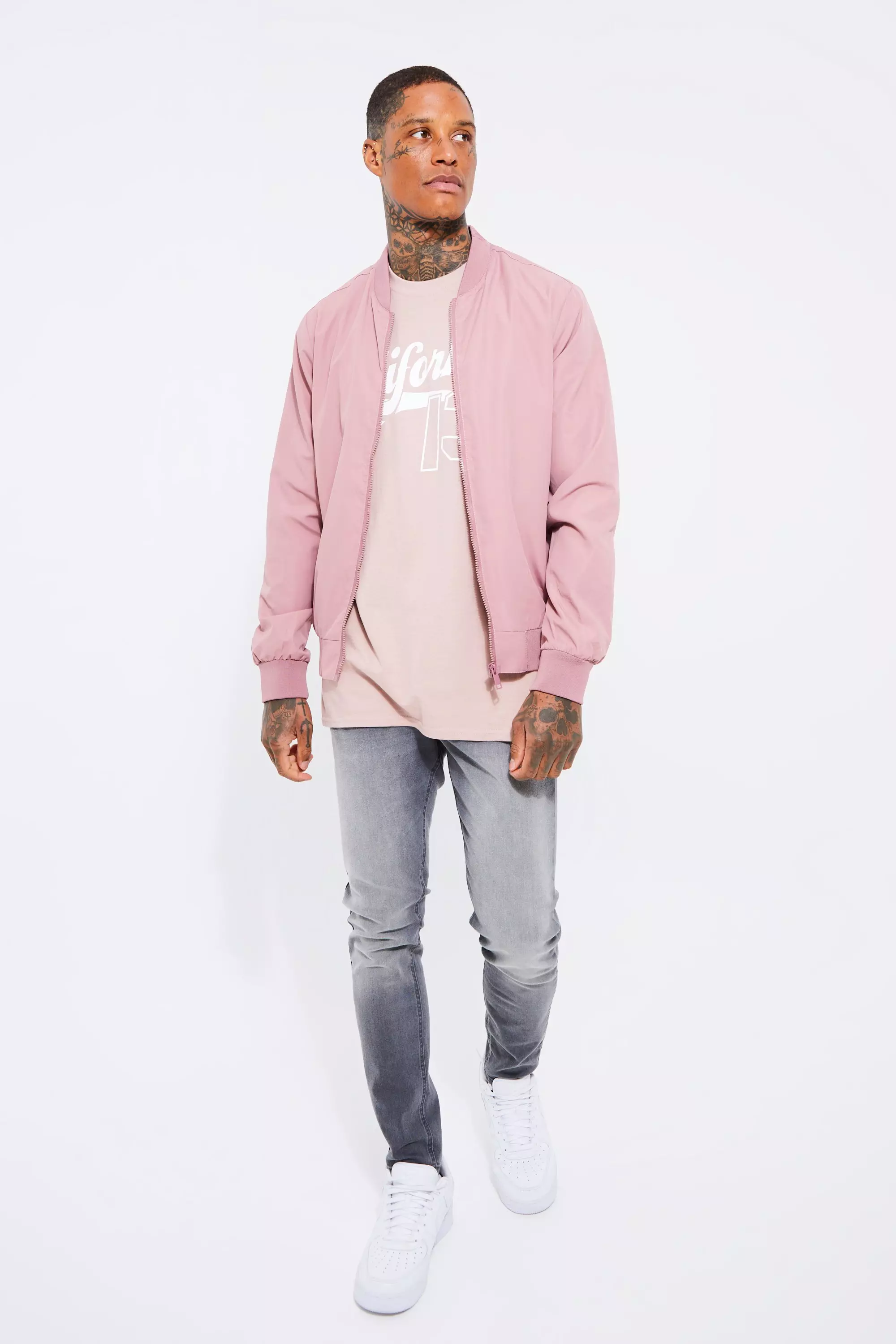 Pink on sale bomber men